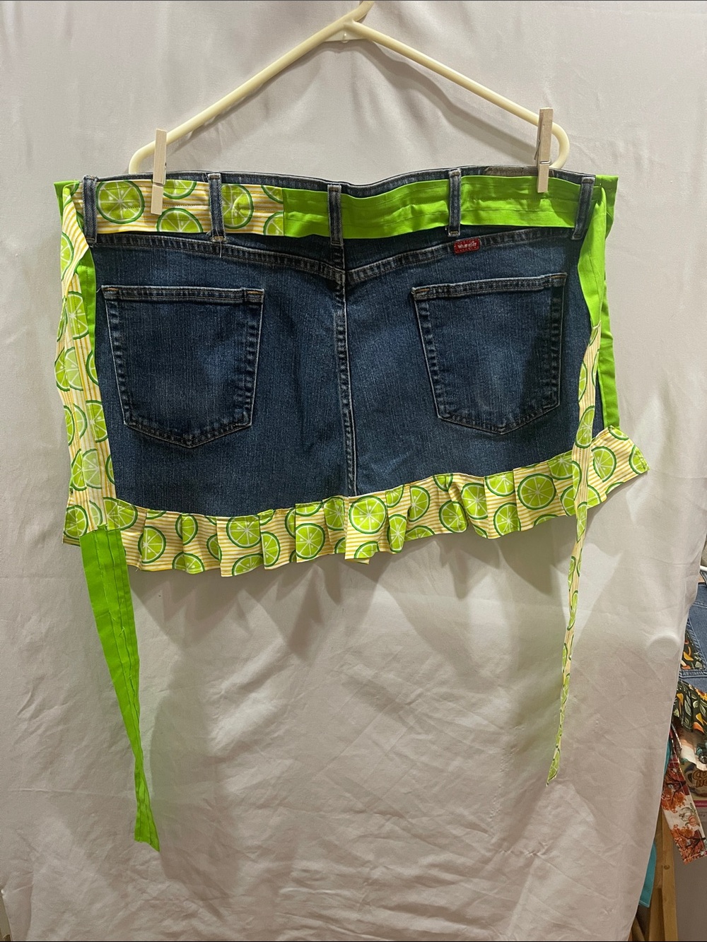 Wrangler Denim Half Apron with Lime Print and Neon Green Accents